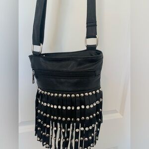 Black Fringe Studded Women's Bag